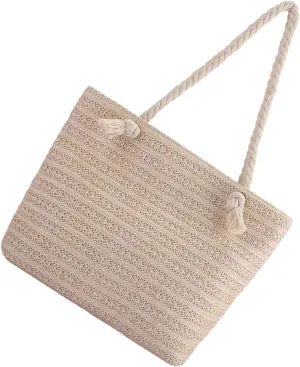 1pc Shoulder Bags Bucket Woven Bag Tote Bag Sling Bag for Women Woven Tote Beach Bags Zipper Custom Satchel Pockets Women Sling Bag Summer Clutch Purses for Women Beige Straw/6094