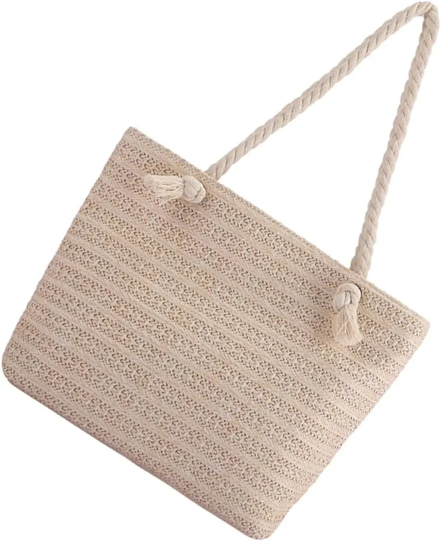 1pc Shoulder Bags Bucket Woven Bag Tote Bag Sling Bag for Women Woven Tote Beach Bags Zipper Custom Satchel Pockets Women Sling Bag Summer Clutch Purses for Women Beige Straw/6094