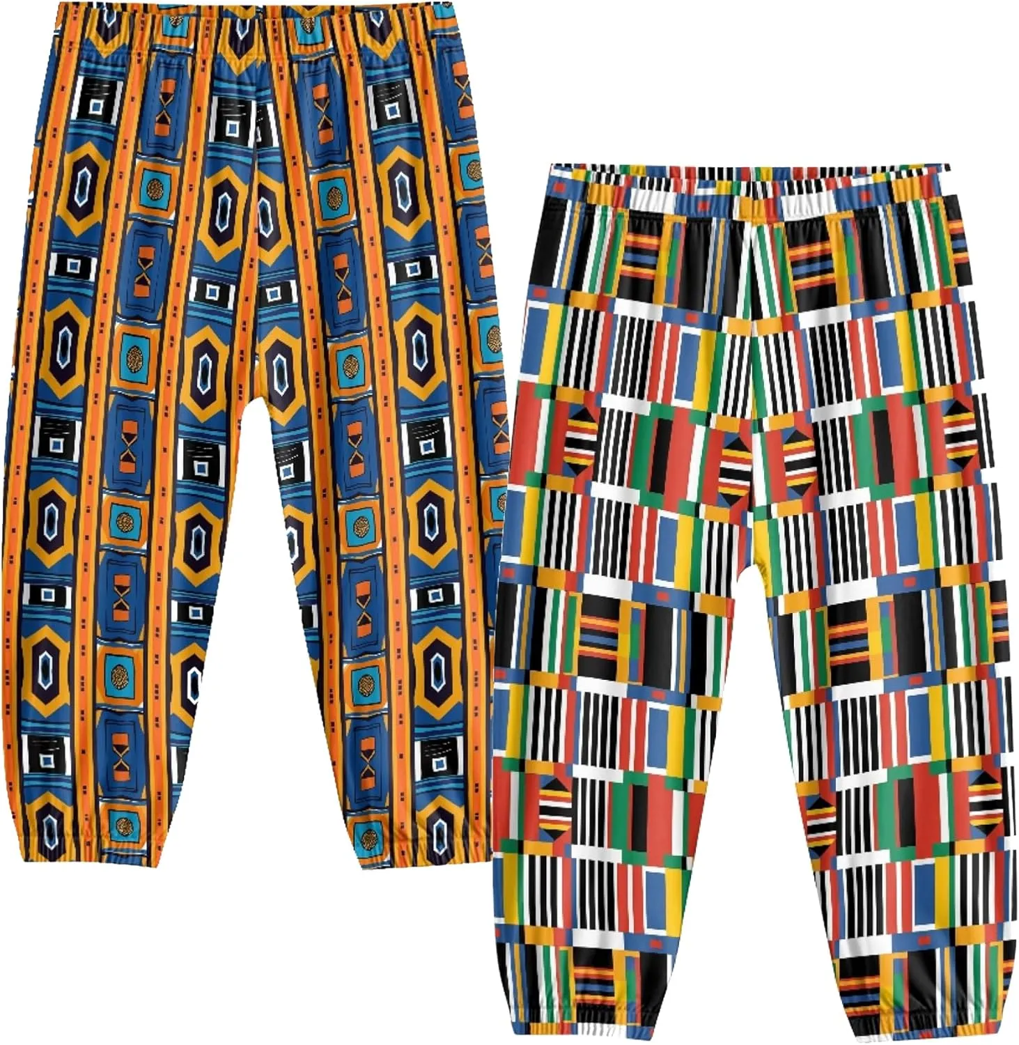 2 Pack Kids Harem Bloomers Pants Elastic Waist Bohemian Style Casual Baggy Ankle Trousers for Boys and Girls