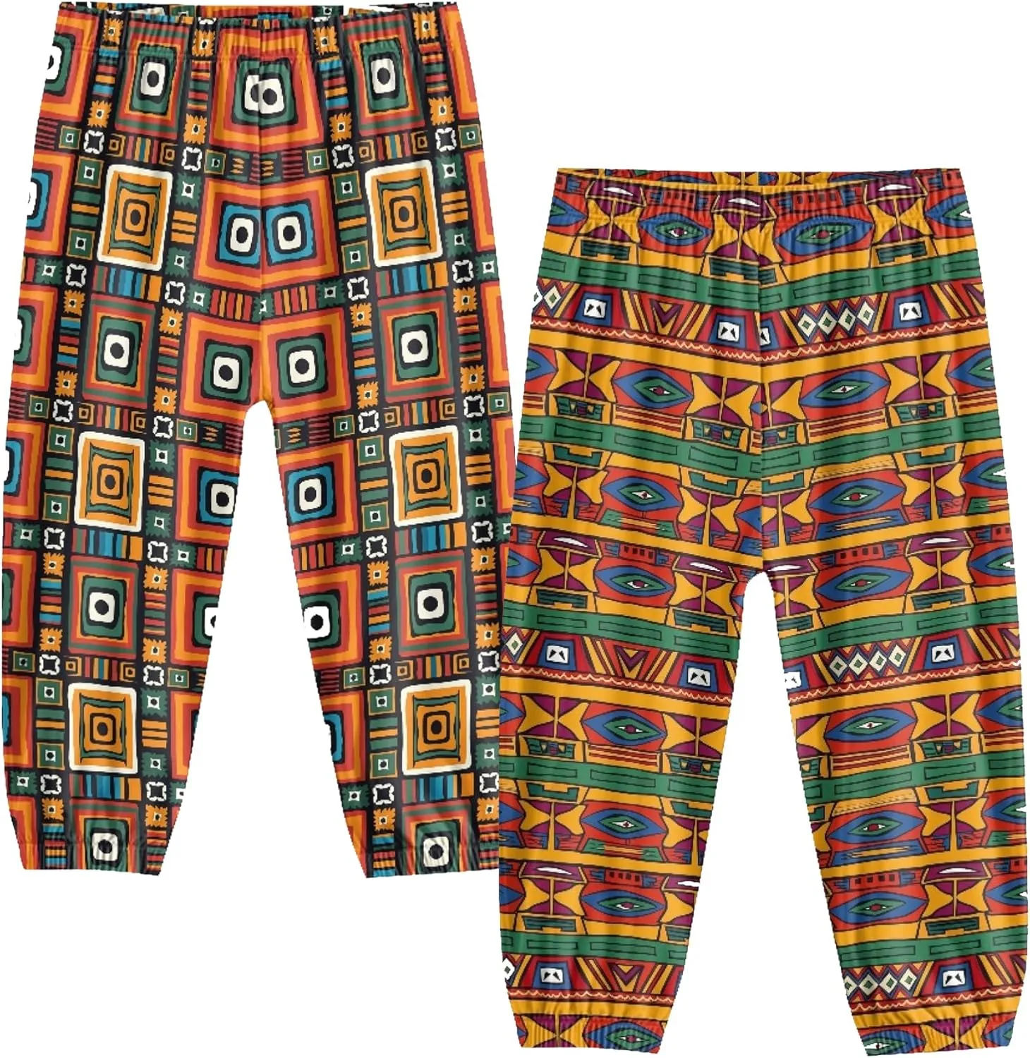 2 Pack Kids Harem Bloomers Pants Elastic Waist Bohemian Style Casual Baggy Ankle Trousers for Boys and Girls