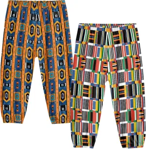 2 Pack Kids Harem Bloomers Pants Elastic Waist Bohemian Style Casual Baggy Ankle Trousers for Boys and Girls