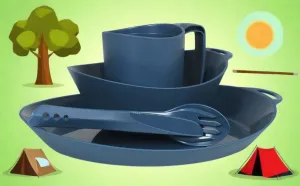 4 Piece Camping Tableware Set - BPA Free Navy