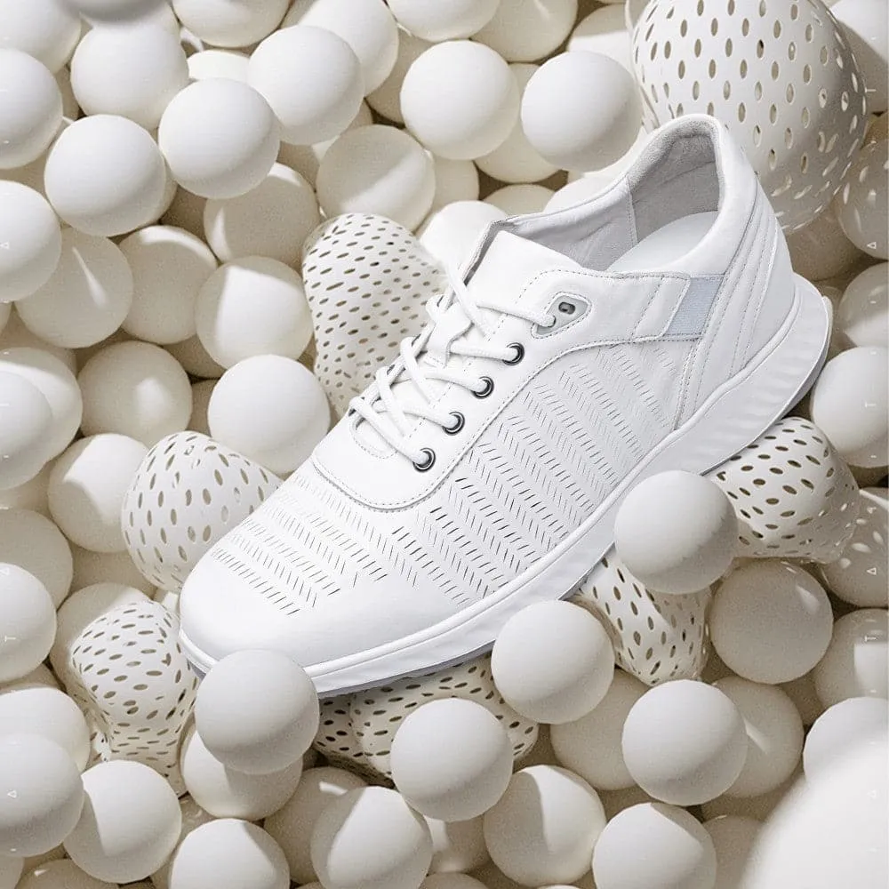 6 CM / 2.36 Inches - CMR CHAMARIPA Height Increasing Casual Shoes - Mens Sneakers That Make You Taller - White Leather Elevator Sports Shoes