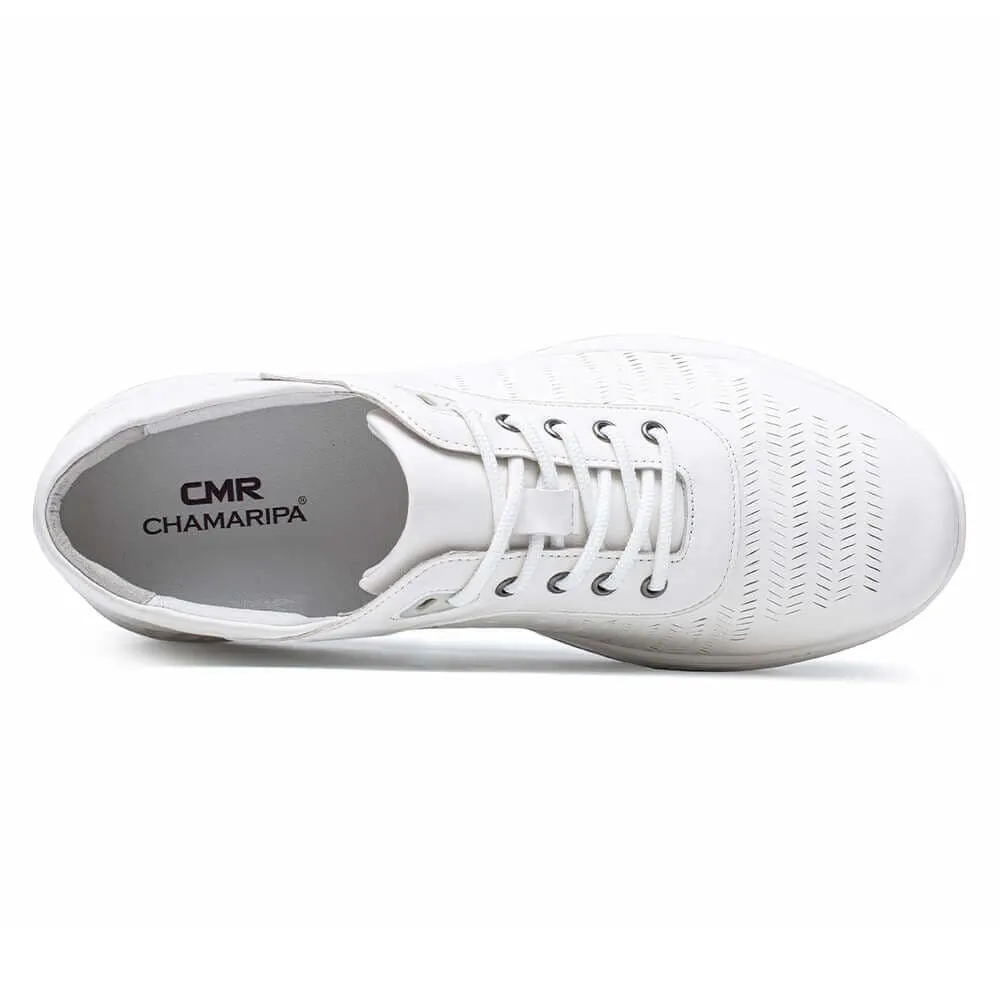 6 CM / 2.36 Inches - CMR CHAMARIPA Height Increasing Casual Shoes - Mens Sneakers That Make You Taller - White Leather Elevator Sports Shoes