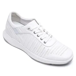 6 CM / 2.36 Inches - CMR CHAMARIPA Height Increasing Casual Shoes - Mens Sneakers That Make You Taller - White Leather Elevator Sports Shoes