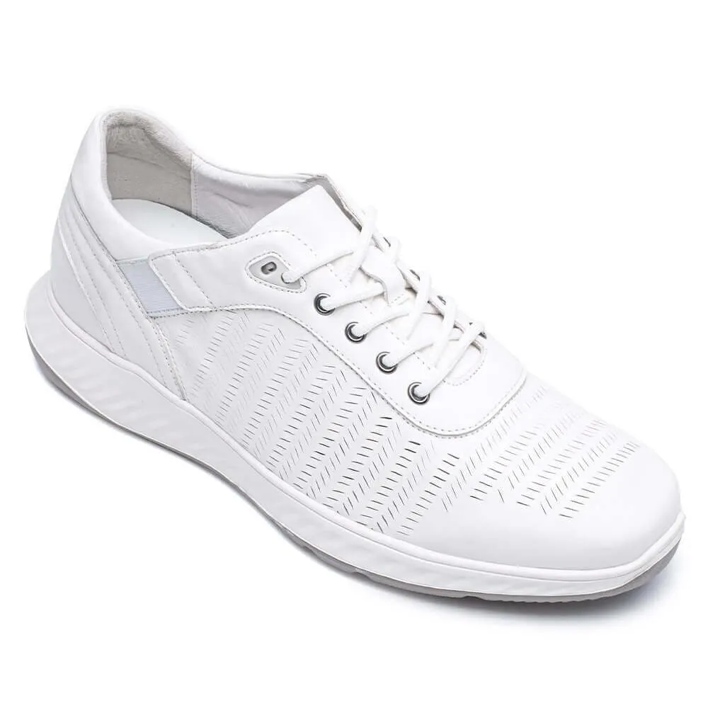 6 CM / 2.36 Inches - CMR CHAMARIPA Height Increasing Casual Shoes - Mens Sneakers That Make You Taller - White Leather Elevator Sports Shoes