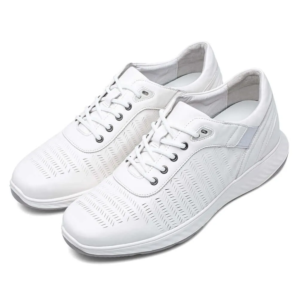 6 CM / 2.36 Inches - CMR CHAMARIPA Height Increasing Casual Shoes - Mens Sneakers That Make You Taller - White Leather Elevator Sports Shoes