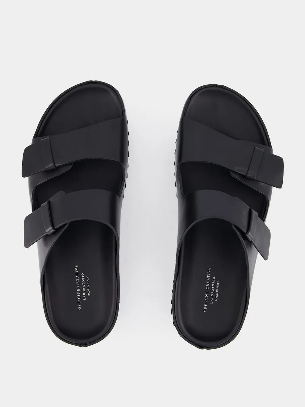 Agorà Black Leather Slides