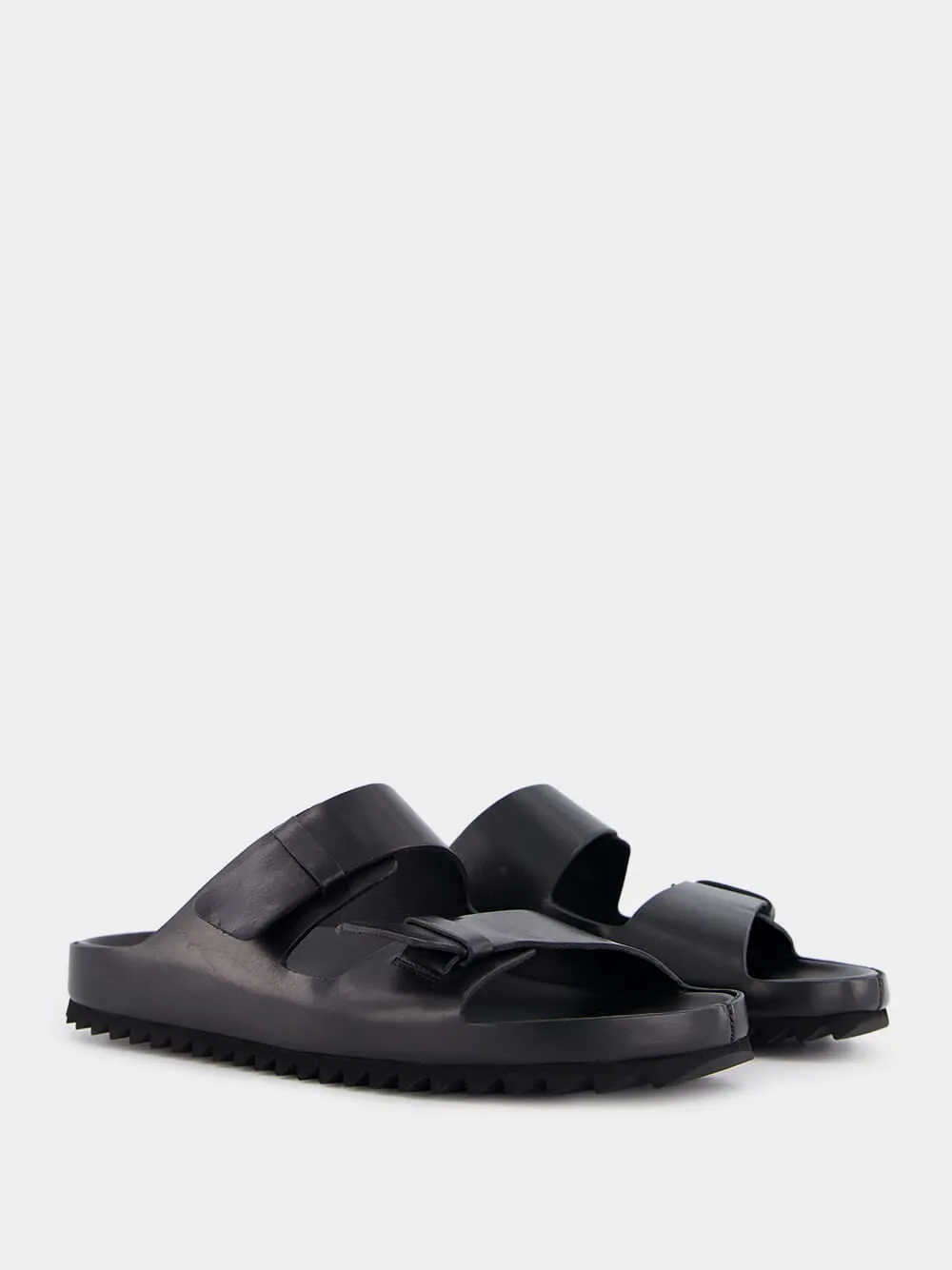 Agorà Black Leather Slides