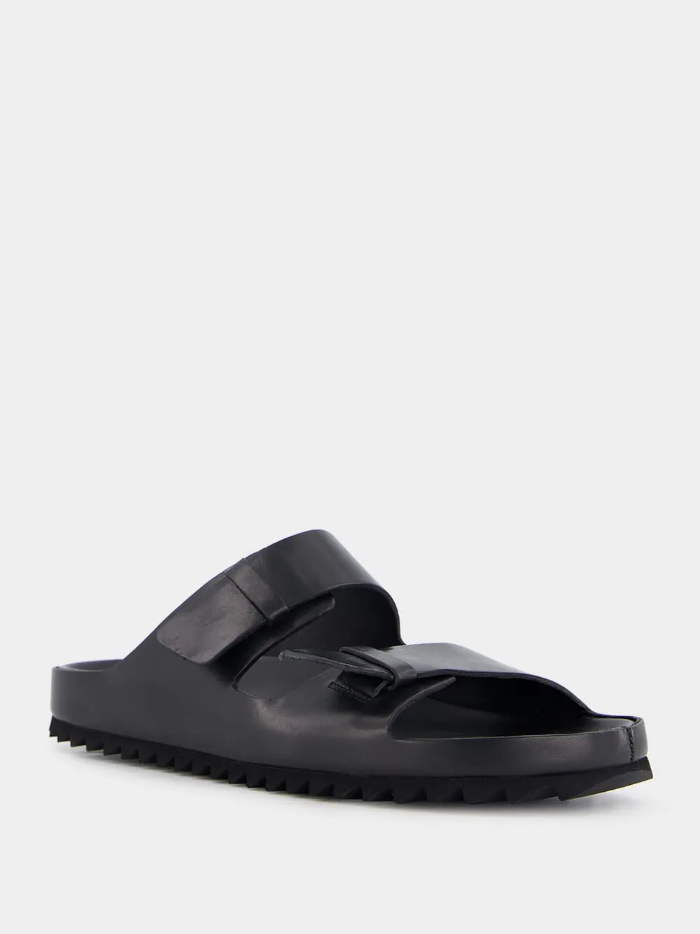 Agorà Black Leather Slides