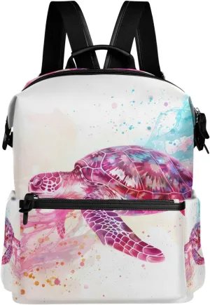ALAZA Marine Turtle Jellyfish Innovative Page Design Soft Dr Women Backpack Purse Anti-theft Rucksack Lightweight Travel Backpack Casual Shoulder Bag Fashion Ladies Satchel Bags