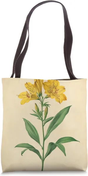Alstroemeria Floral Vintage Scientific Illustration Flower Tote Bag