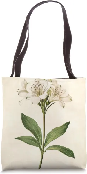 Alstroemeria Floral Vintage Scientific Illustration Flower Tote Bag