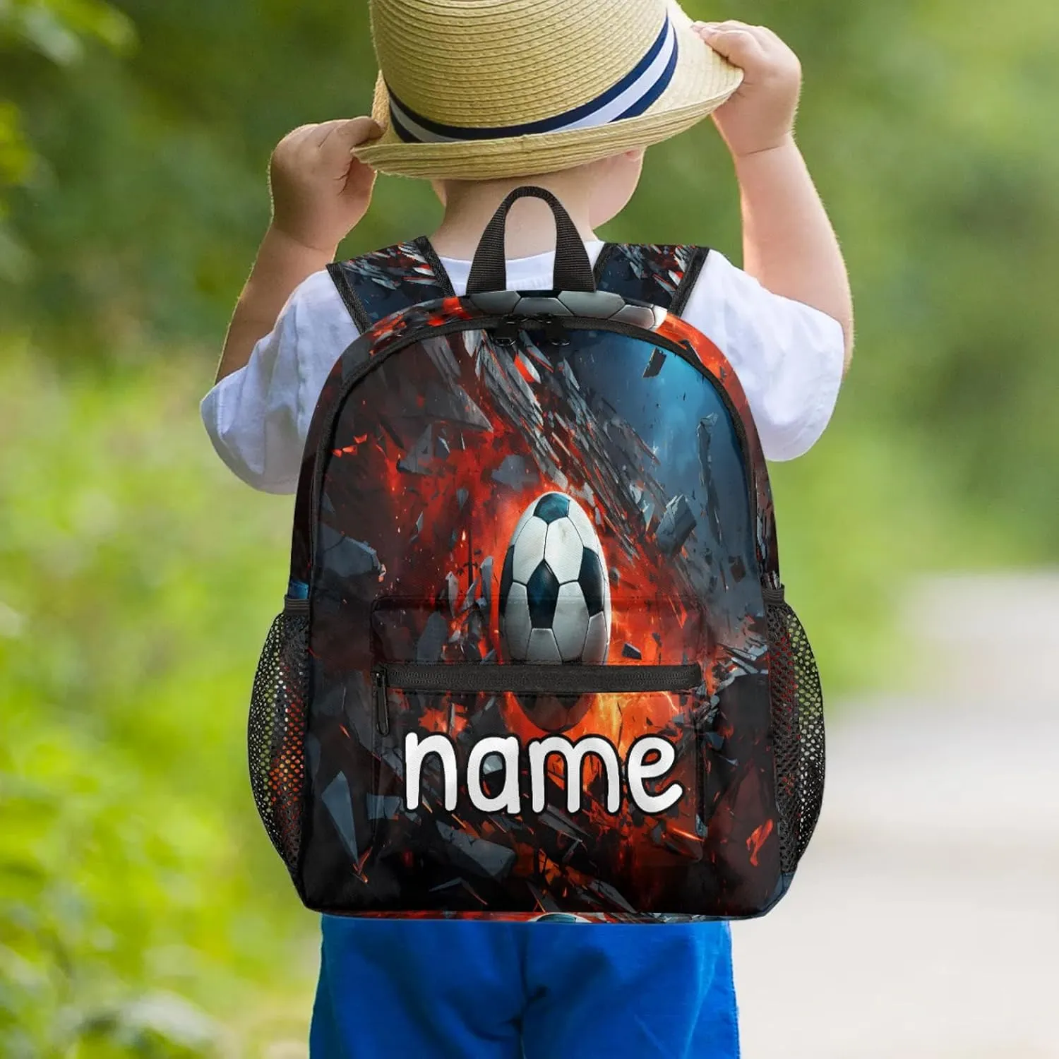 Artistic Footballs Personalized Name Mini Backpack Waterproof Custom Casual Travel Small Backpacks with Zipper,12 Inch