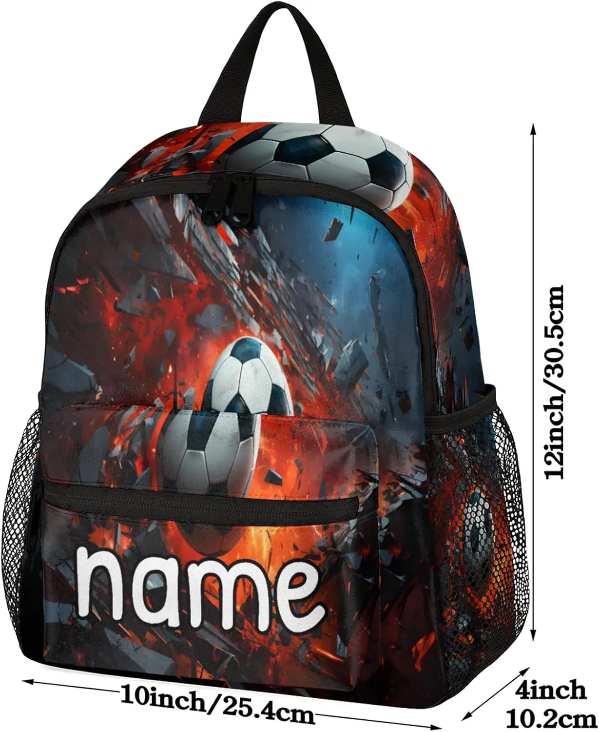 Artistic Footballs Personalized Name Mini Backpack Waterproof Custom Casual Travel Small Backpacks with Zipper,12 Inch