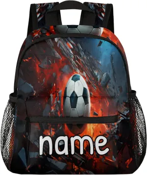 Artistic Footballs Personalized Name Mini Backpack Waterproof Custom Casual Travel Small Backpacks with Zipper,12 Inch