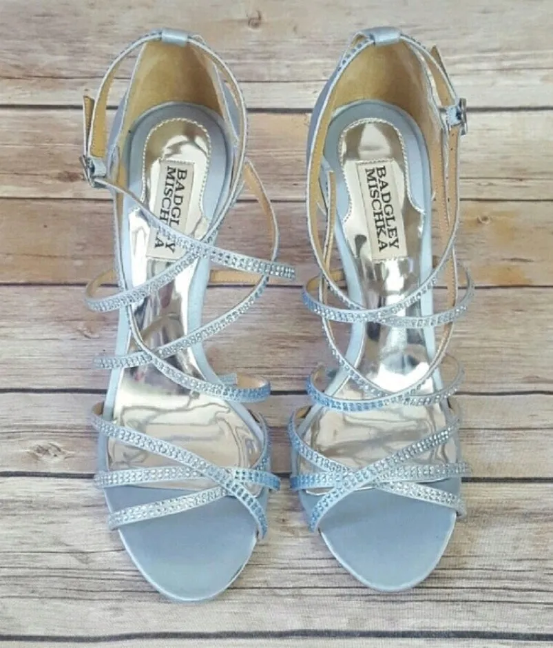 Baby blue satin sandals - Floor model