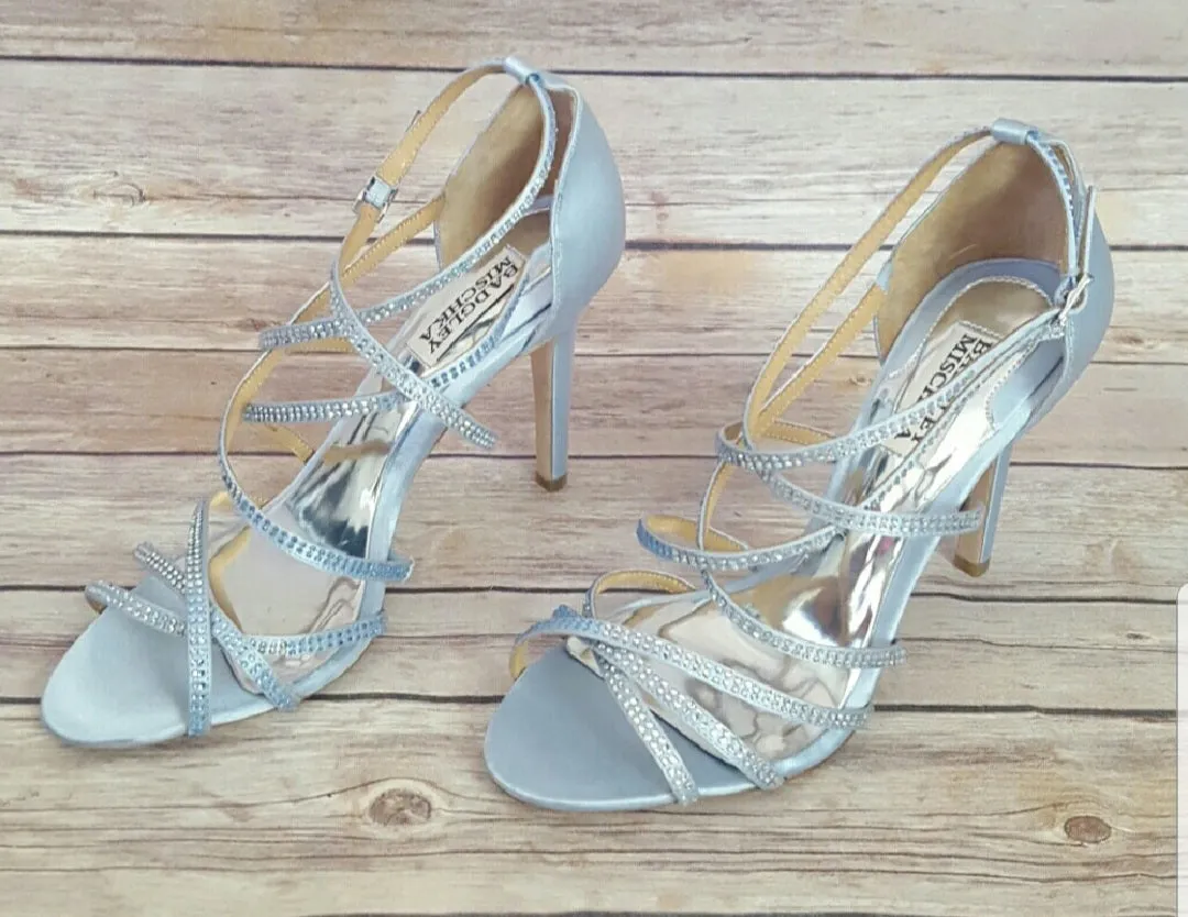 Baby blue satin sandals - Floor model