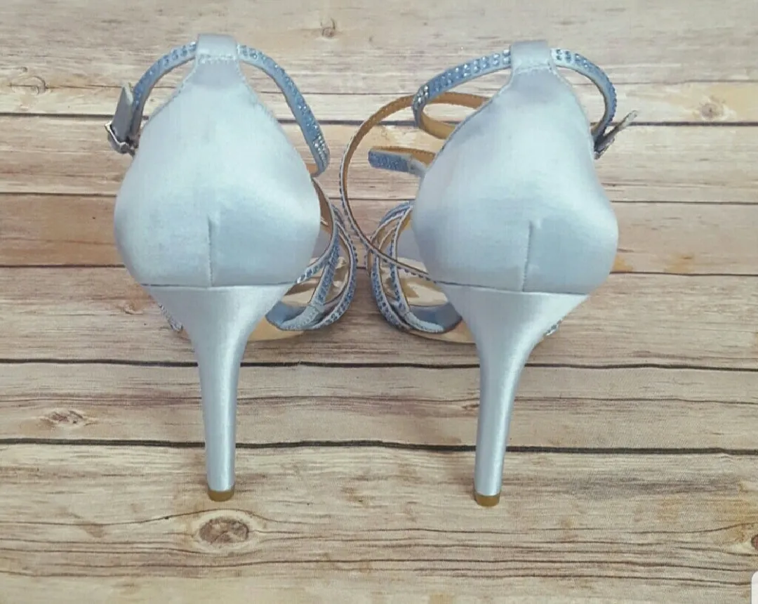 Baby blue satin sandals - Floor model
