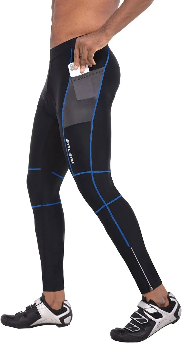 baleaf Men's Cycling Pants 4D Padded Bike Tights Bicycle Biking MTB Long Leggings Pockets UPF 50 