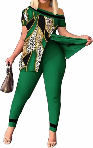 BDAILKA 2 Piece Outfits for Women Casual 2 Piece Outfits Off Shoulder Sets Pants Suit for Women XJ003