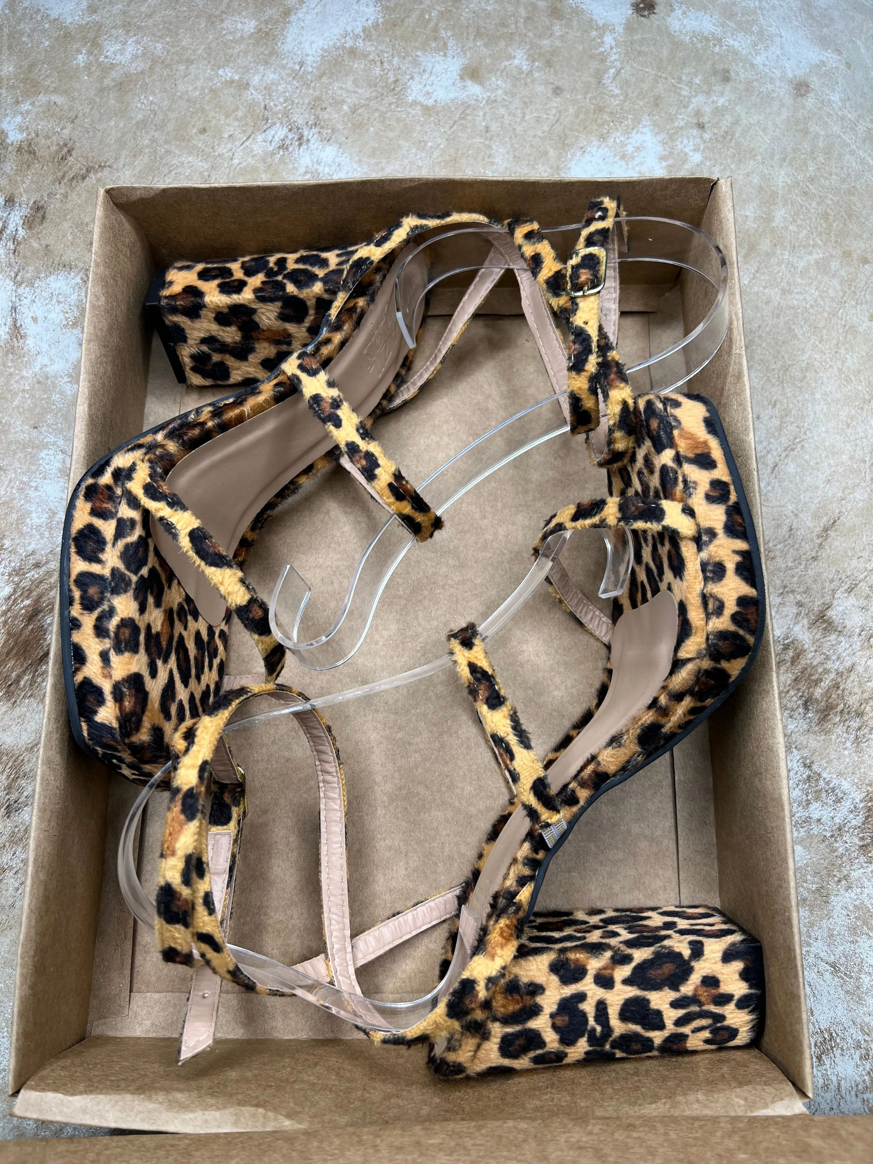 Bfb Shoes - Animal Print Block Heel Sandals