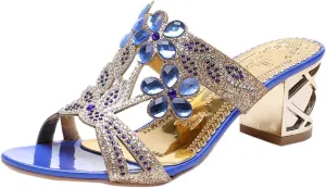 Block Heeled Sandals Women's Summer Sandals Open Toe Slippers Mid Heels Party Dress Wedding Prom Shoes