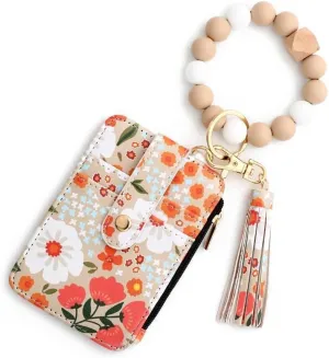 Boho Wristlet Wallet for Women with Keychain and Beaded Tassel  Stylish Clutch Purse for Keys, Cards, and Cash (Khaki)