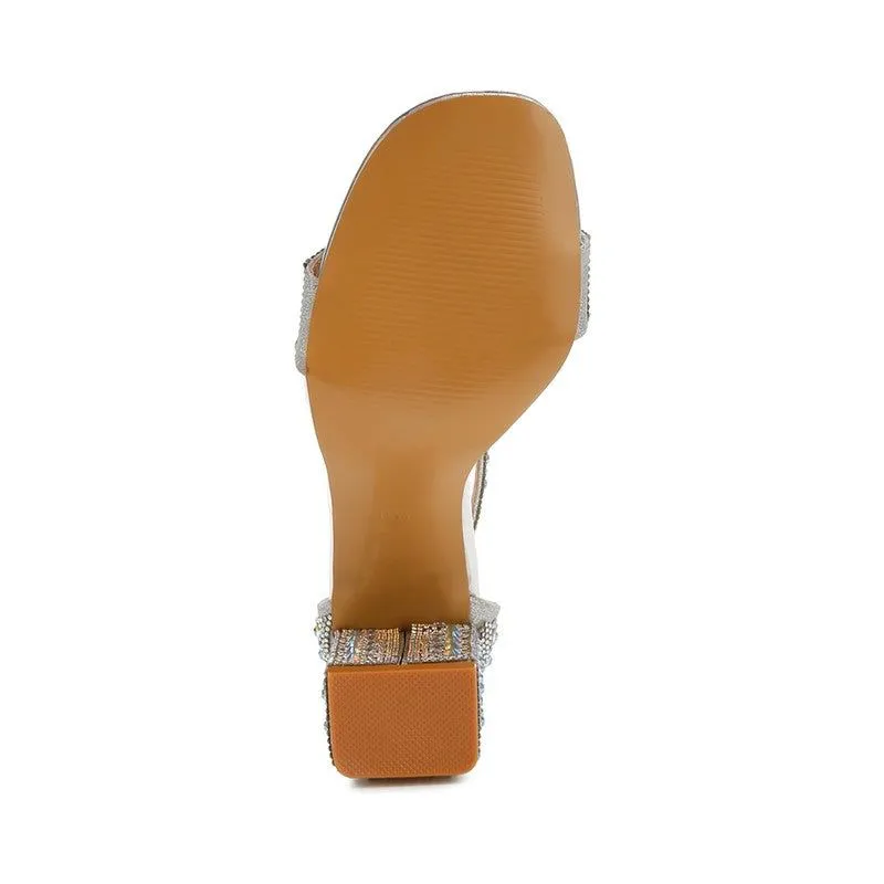 Cady Rhinestones And Sequins Block Sandals
