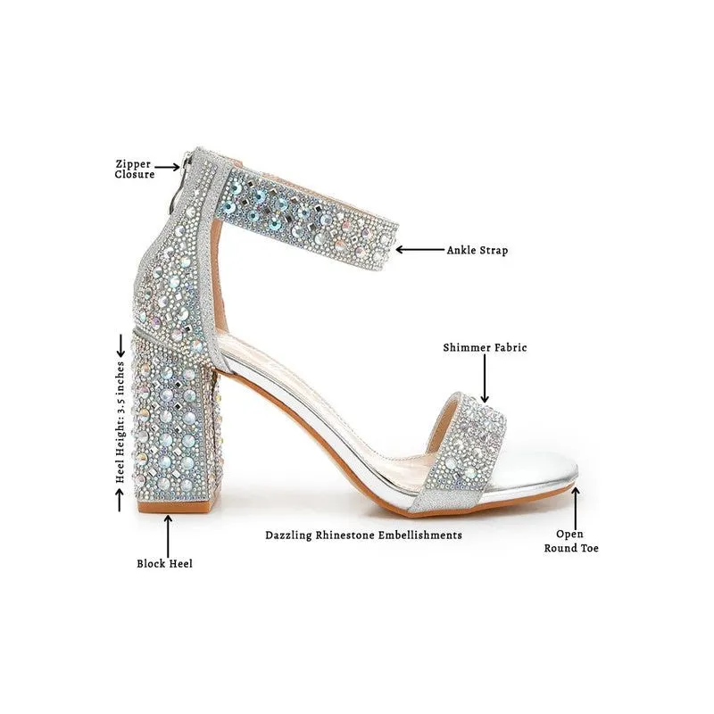 Cady Rhinestones And Sequins Block Sandals