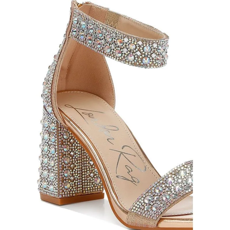 Cady Rhinestones And Sequins Block Sandals