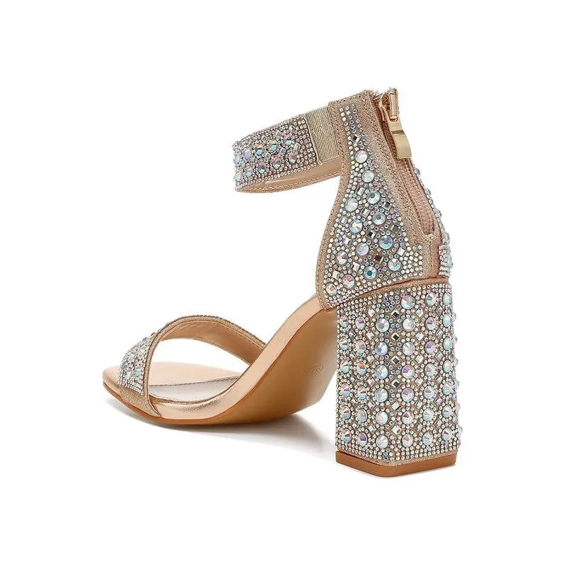 Cady Rhinestones And Sequins Block Sandals