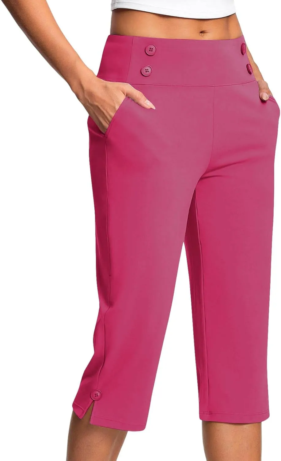 Capri Pants for Women High Waist Stretch Crop Work Casual Pant Summer Golf Capris Pants for Women with Pockets