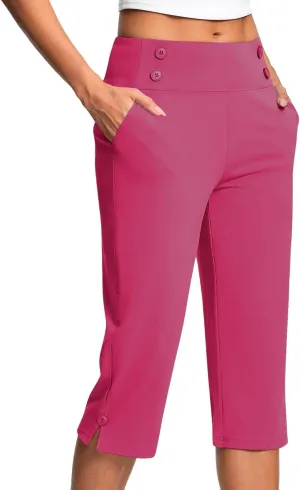 Capri Pants for Women High Waist Stretch Crop Work Casual Pant Summer Golf Capris Pants for Women with Pockets