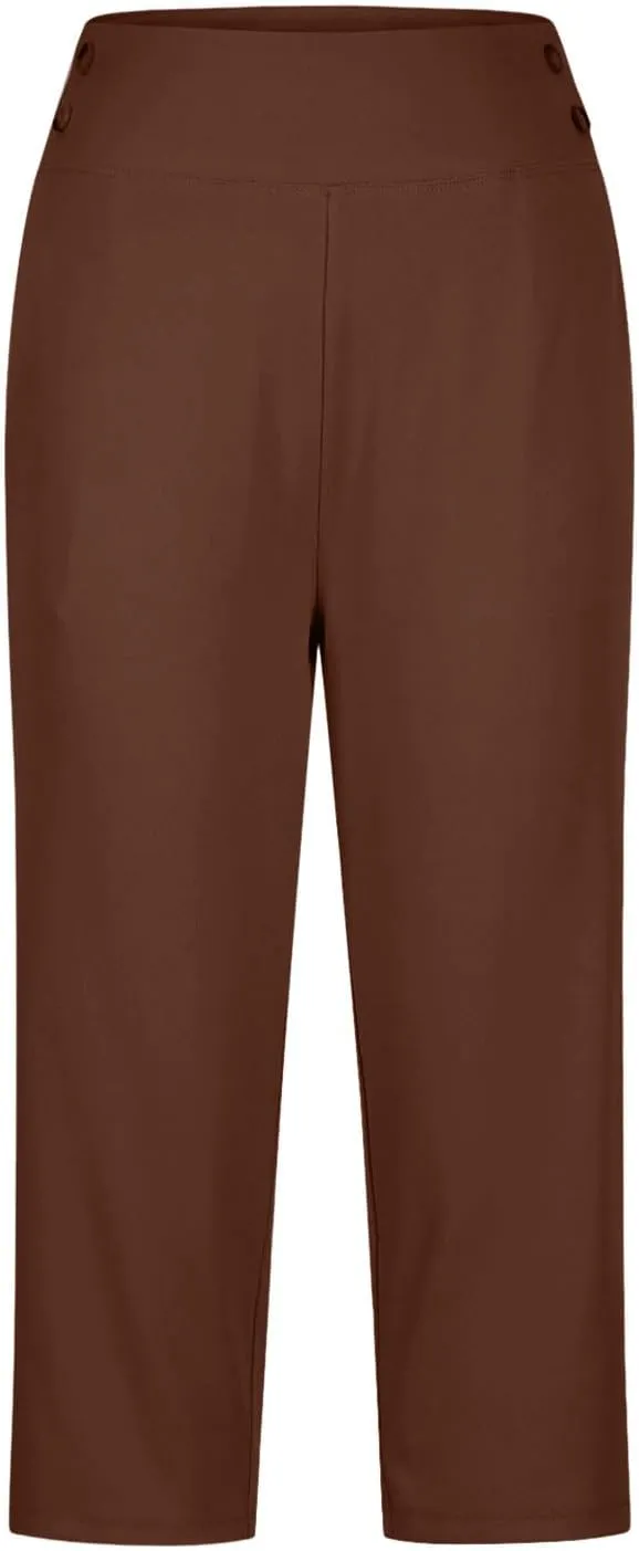 Capri Pants for Women High Waist Stretch Crop Work Casual Pant Summer Golf Capris Pants for Women with Pockets