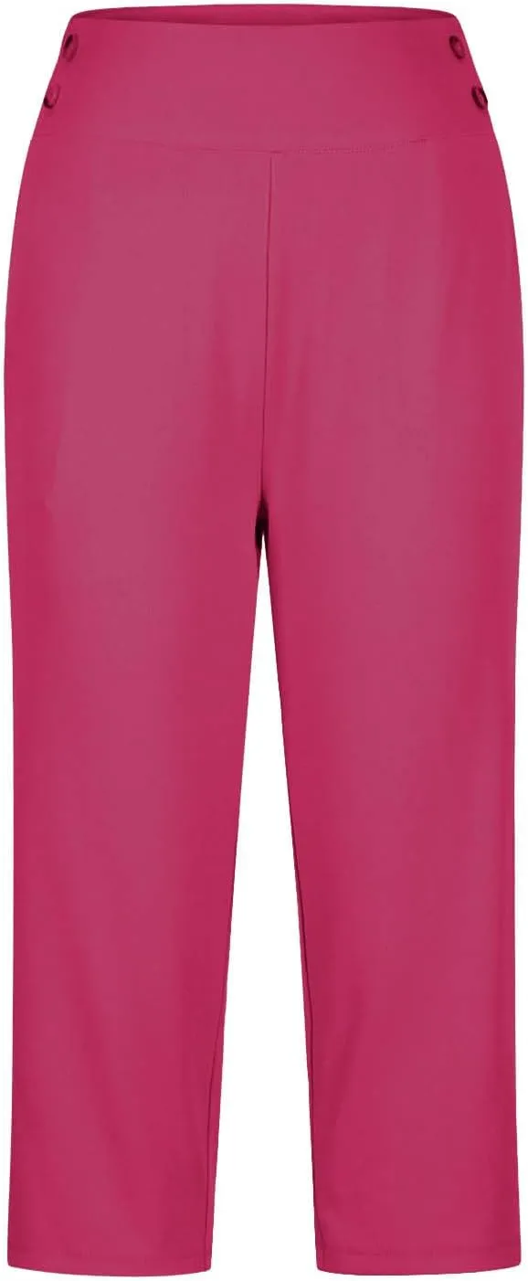 Capri Pants for Women High Waist Stretch Crop Work Casual Pant Summer Golf Capris Pants for Women with Pockets