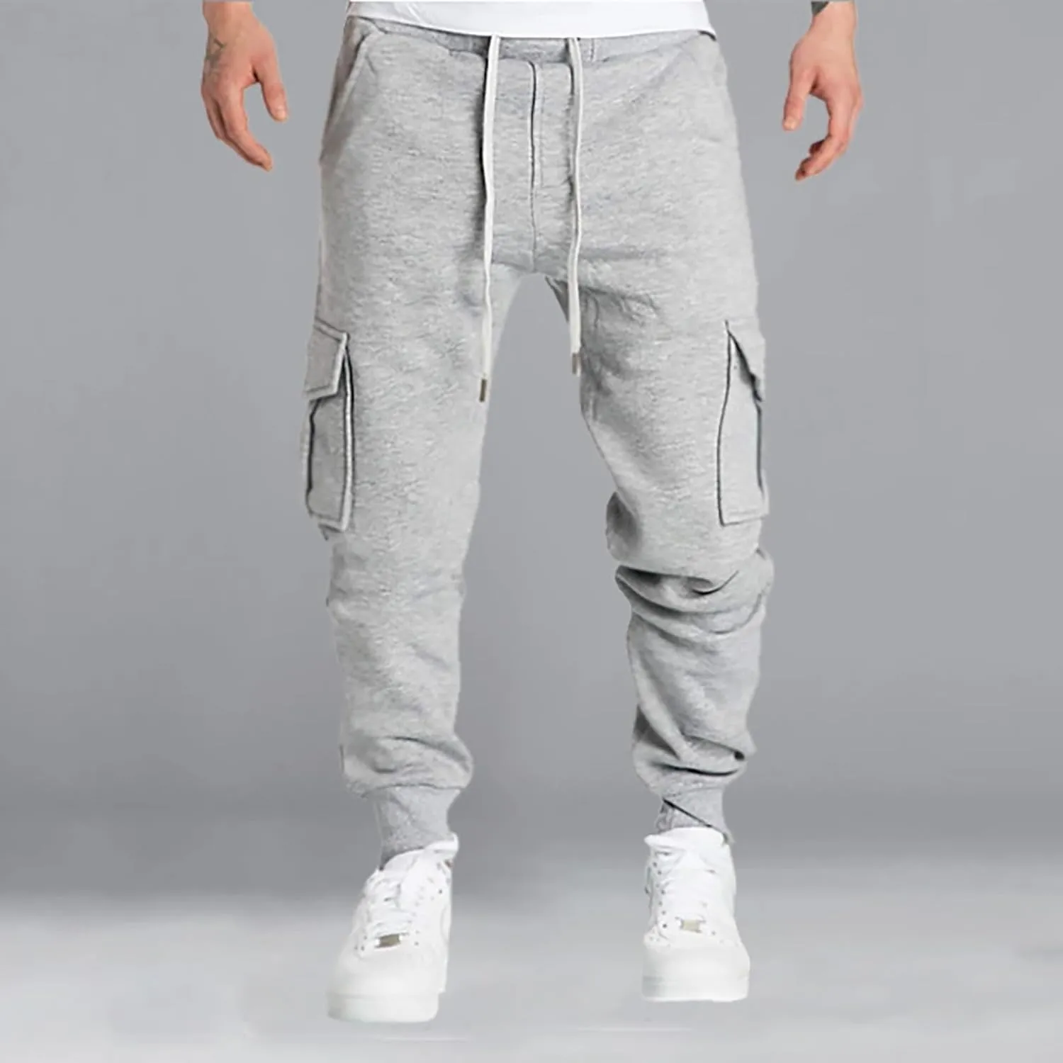Cargo Pants for Men Wide Leg Multi Pockets Mens Pants Classic Cotton Casual Work Hiking Relaxed Fit Pants