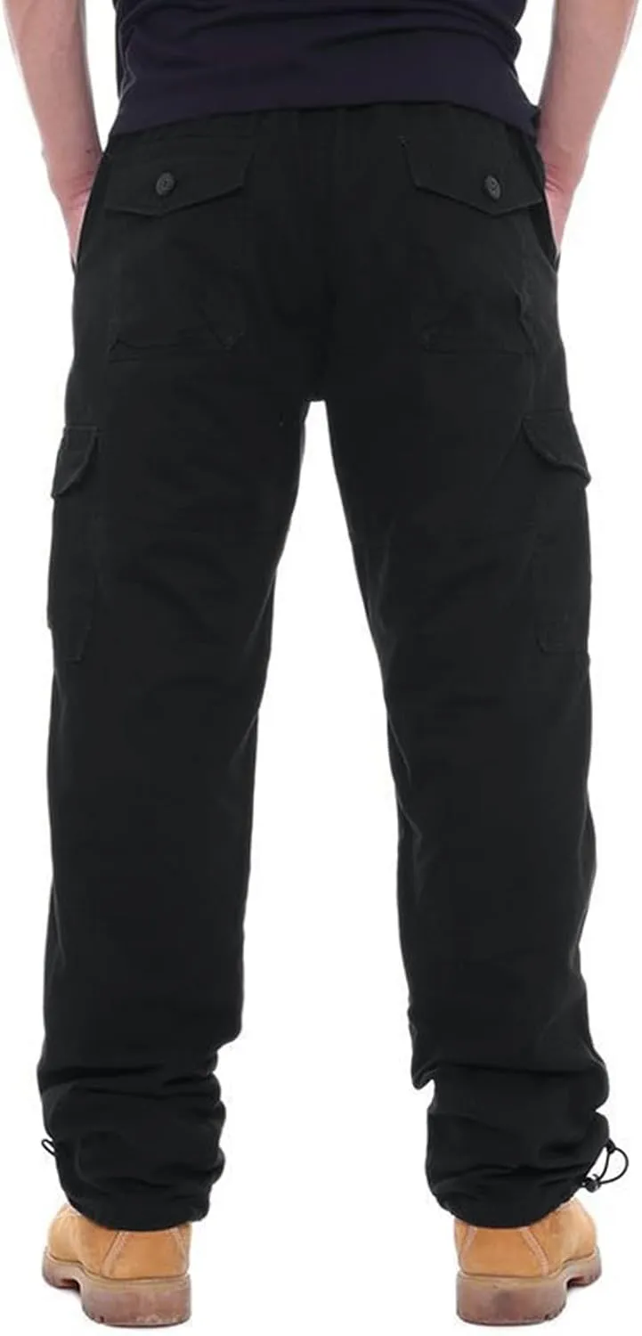 Cargo Work Pants for Men Slim Fit Zipper Pockets Baggy Pants Stretch Tapered Fit Sweat Pants Joggers Plus Size Pants
