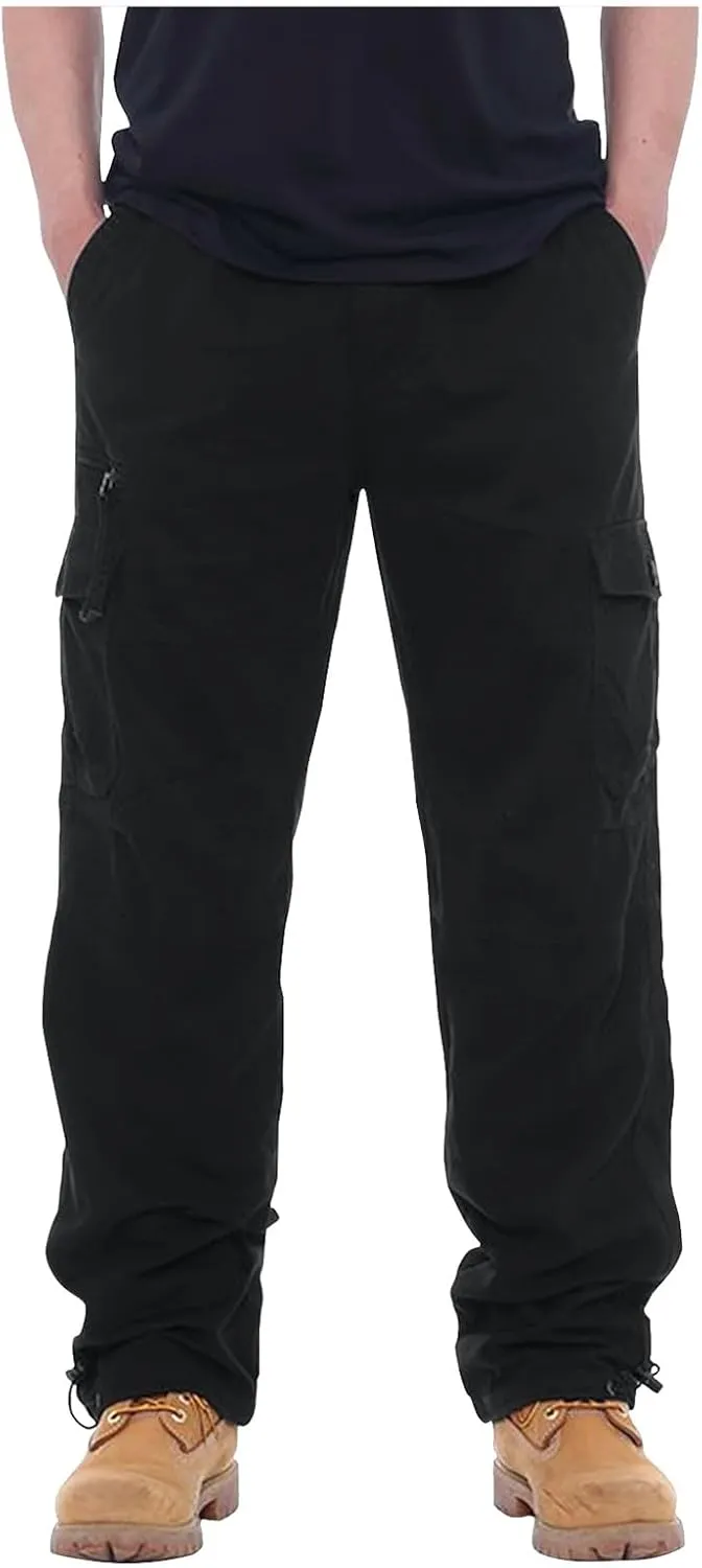 Cargo Work Pants for Men Slim Fit Zipper Pockets Baggy Pants Stretch Tapered Fit Sweat Pants Joggers Plus Size Pants