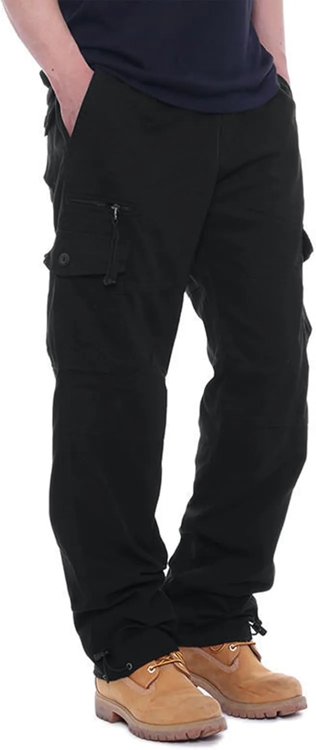 Cargo Work Pants for Men Slim Fit Zipper Pockets Baggy Pants Stretch Tapered Fit Sweat Pants Joggers Plus Size Pants