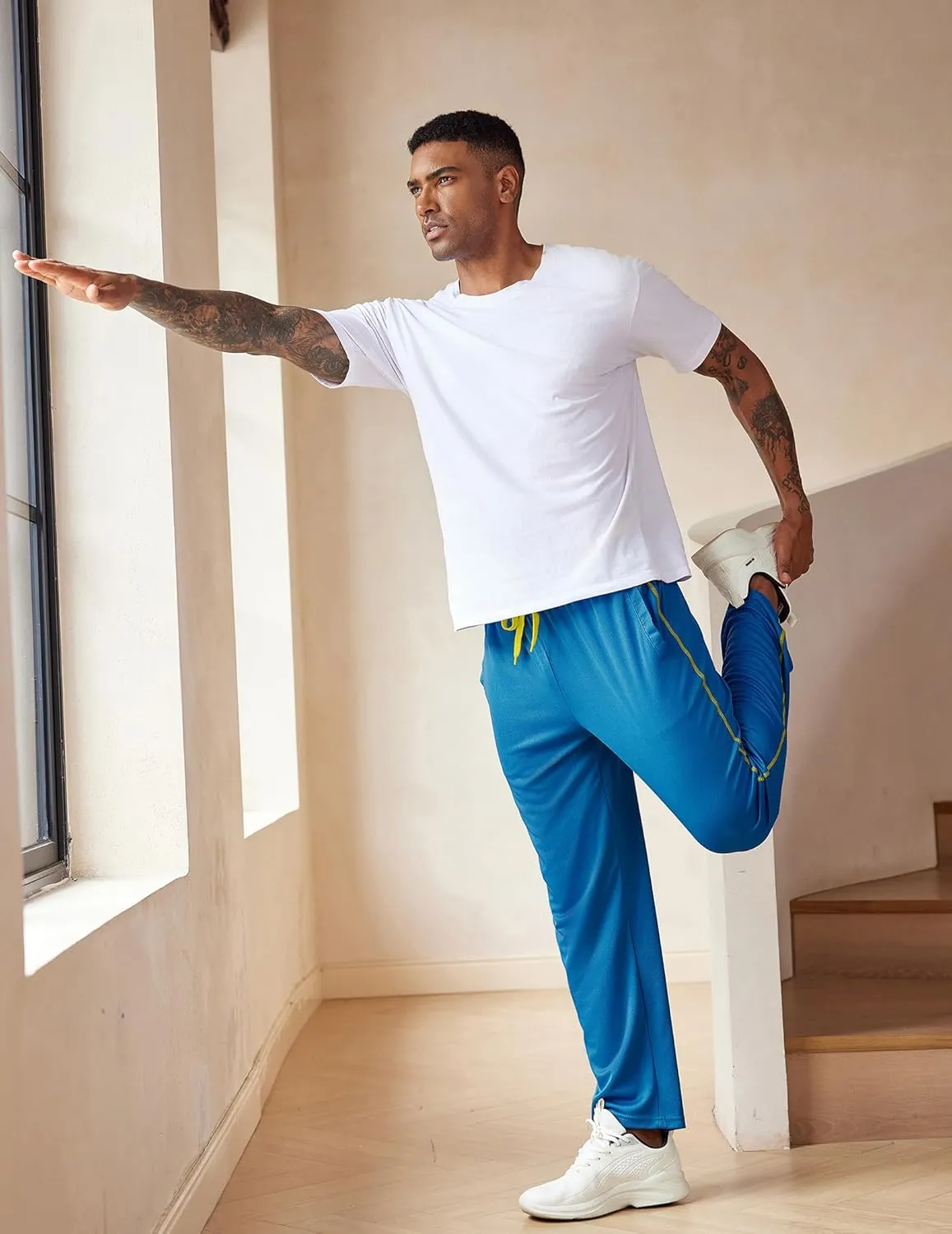 COOFANDY Mens Athletic Workout Pants Open Bottom Sweatpants Mesh Gym Pants for Runnning, Training,Casual