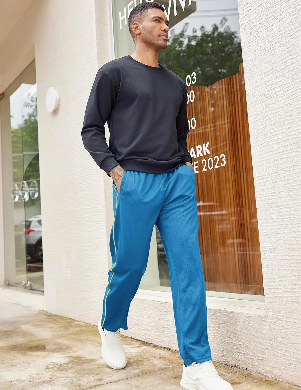 COOFANDY Mens Athletic Workout Pants Open Bottom Sweatpants Mesh Gym Pants for Runnning, Training,Casual