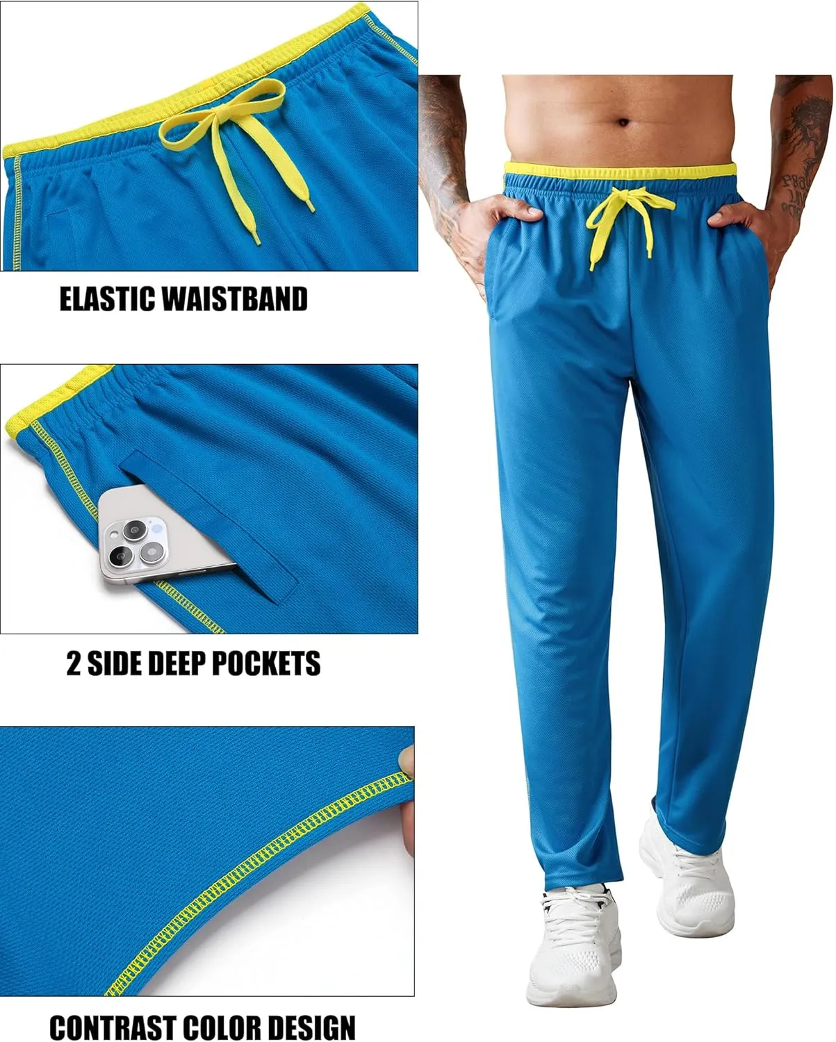 COOFANDY Mens Athletic Workout Pants Open Bottom Sweatpants Mesh Gym Pants for Runnning, Training,Casual