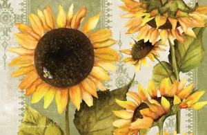 Counterart Sunflowers in Bloom 24 Pack Reusable Premium Paper Placemats in Resealable Bag Manufactured in The USA