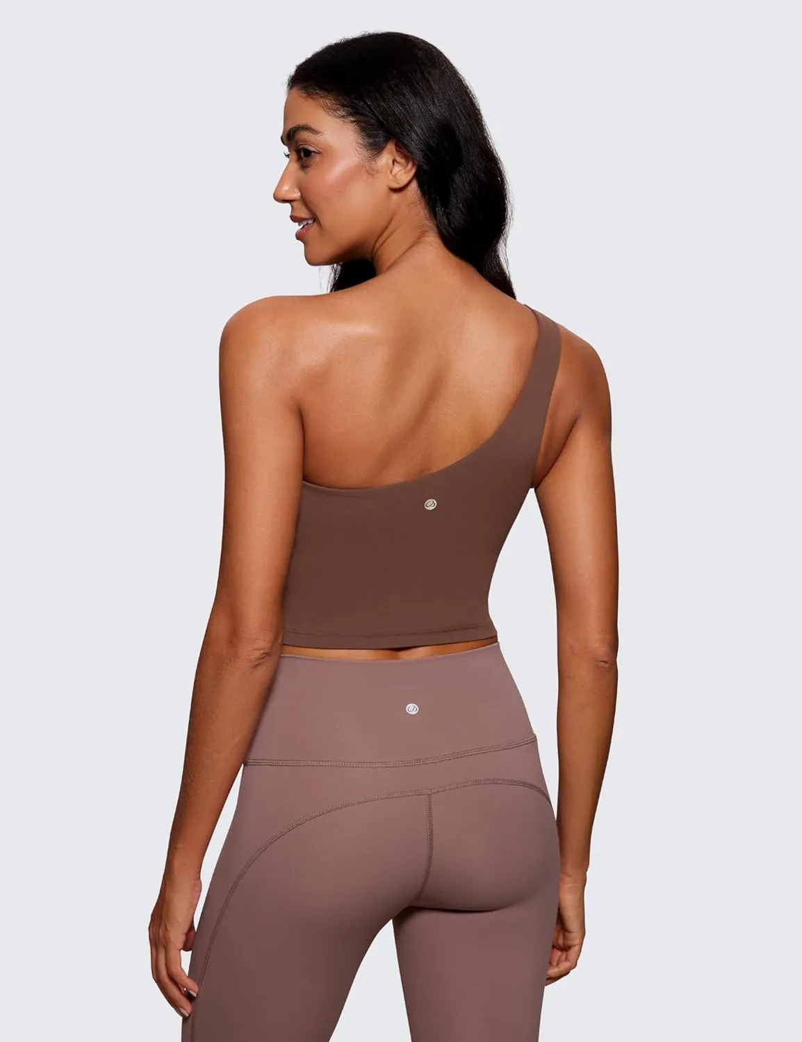 CRZ YOGA Butterluxe One Strap Longline Sports Bra for Women - Asymmetrical Yoga Crop Padded Workout Tanks