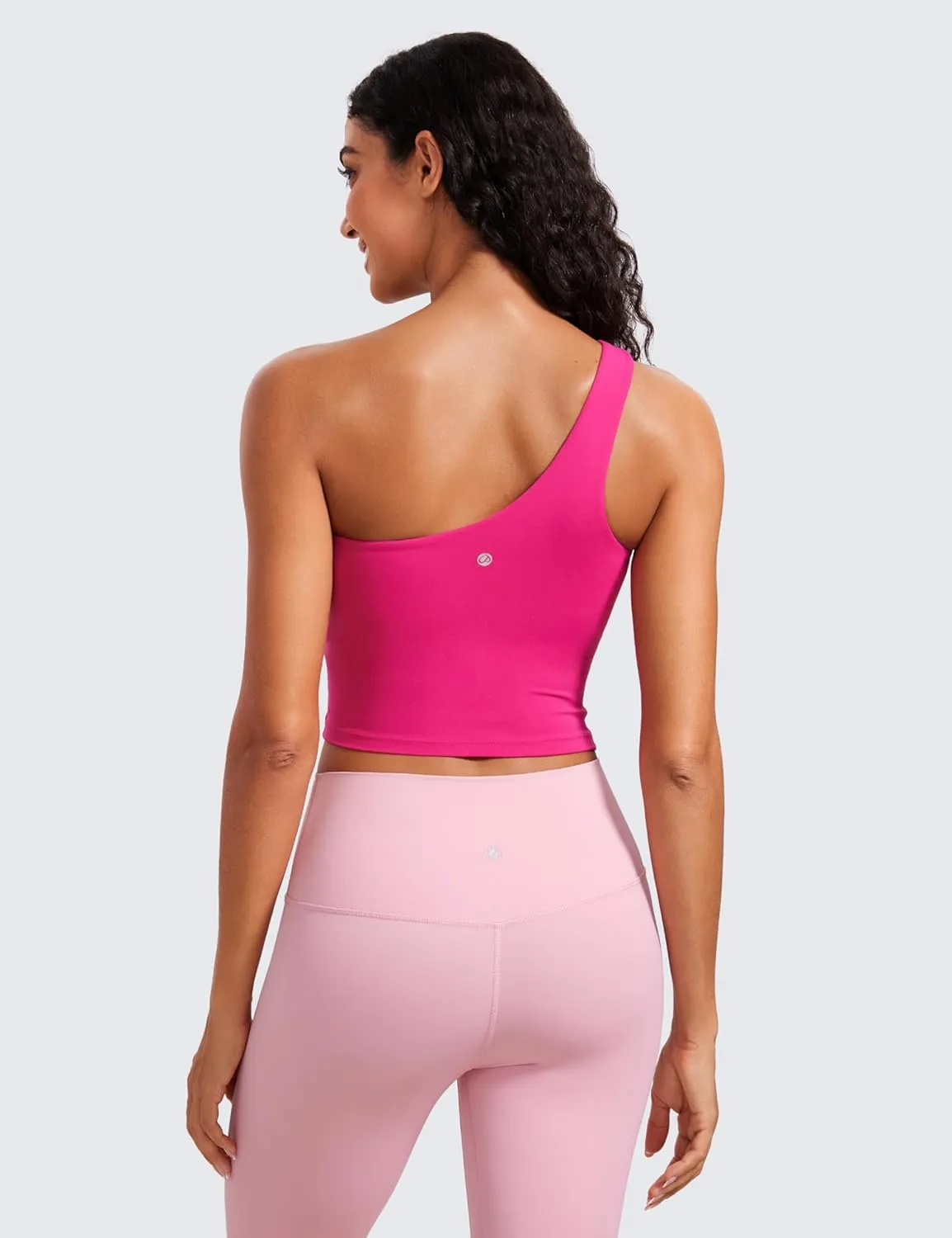 CRZ YOGA Butterluxe One Strap Longline Sports Bra for Women - Asymmetrical Yoga Crop Padded Workout Tanks