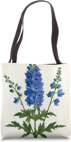 Delphinium Floral Vintage Scientific Illustration Flower Tote Bag
