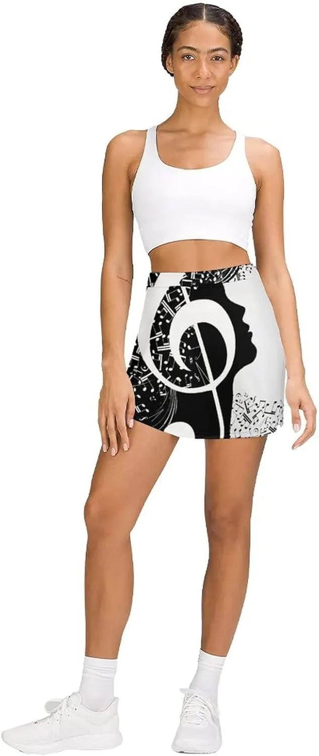 DENFY Women's Tennis Skirt Artistic Lion Golf Skorts Skirts with Shorts Pockets Workout Sports