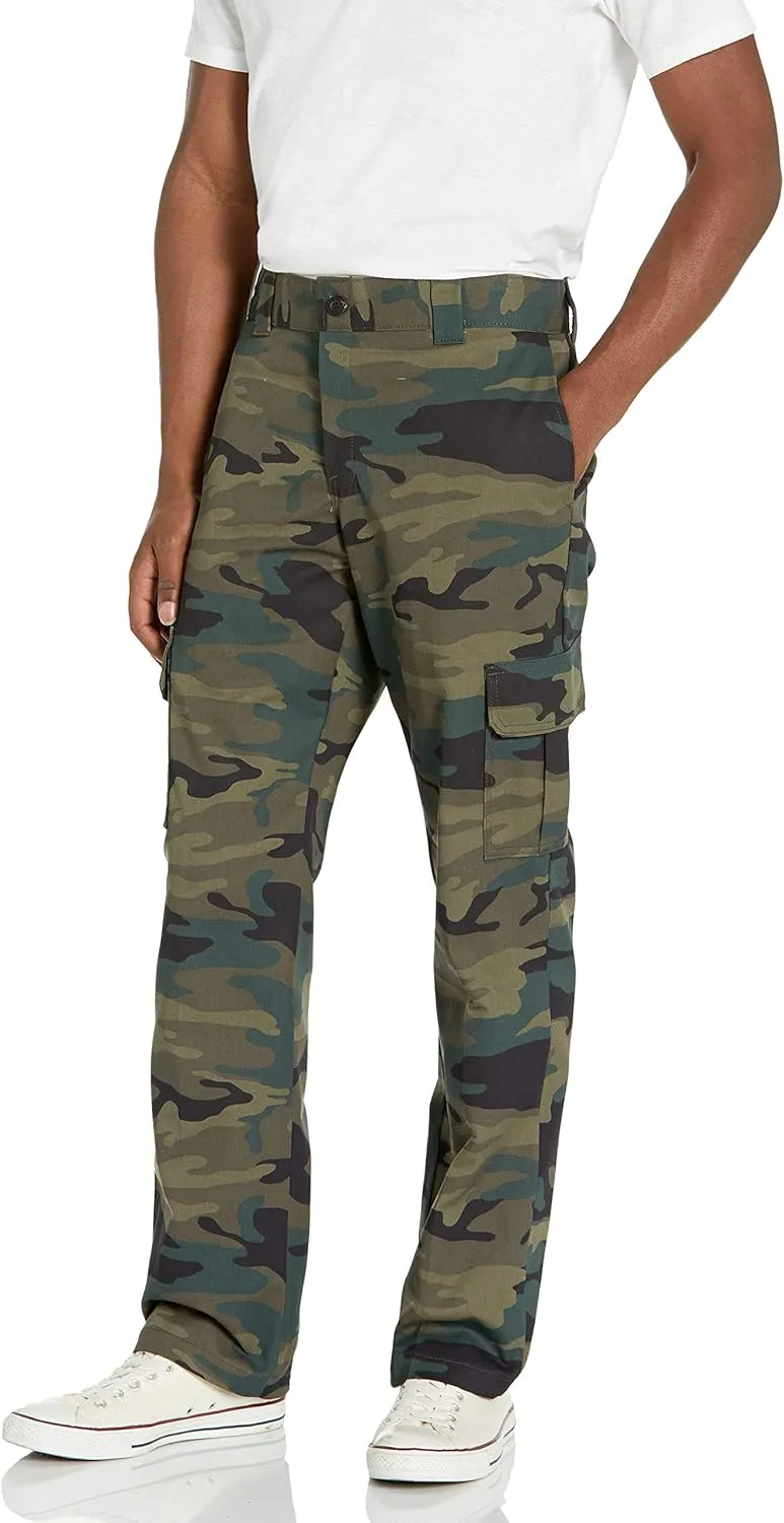 Dickies Men's Regular Straight Flex Twill Cargo Pant, Hunter Green Camo v1, 34 32