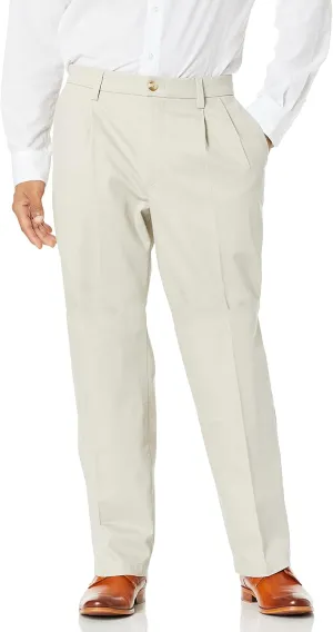 DOCKERS Men's Relaxed Fit Signature Khaki Lux Cotton Stretch Pants-Pleated